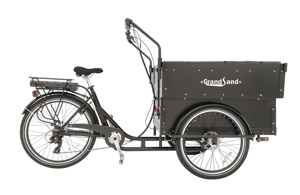 Extra stor el-Ldcykel | Cargobike med Kapell, 250W Motor & LG-Batteri | Svart