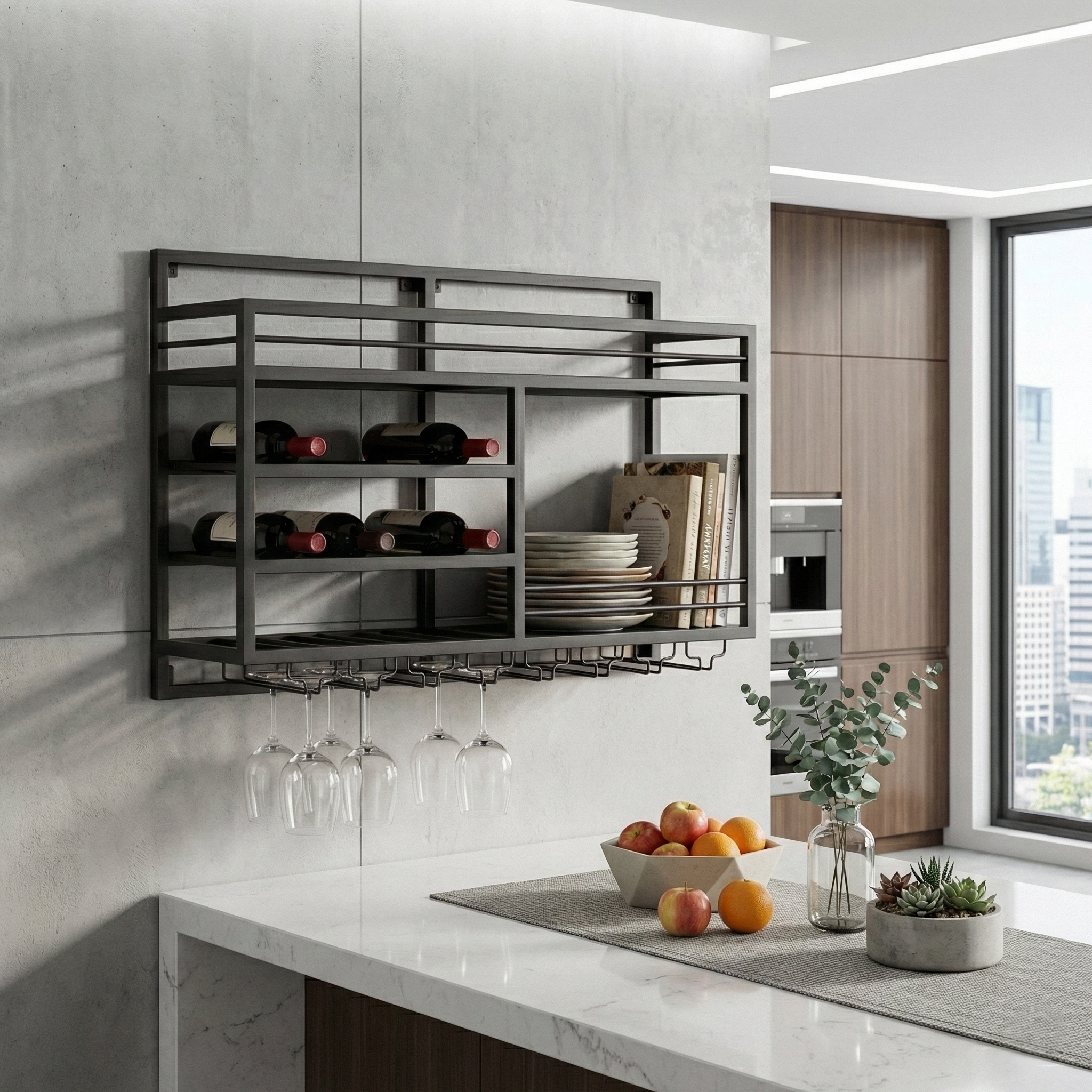 Vinhylla v�ggh�ngd | Vin & glasf�rvaring | Tom h�ger | 99 � 25 � 65 cm | Obsidian