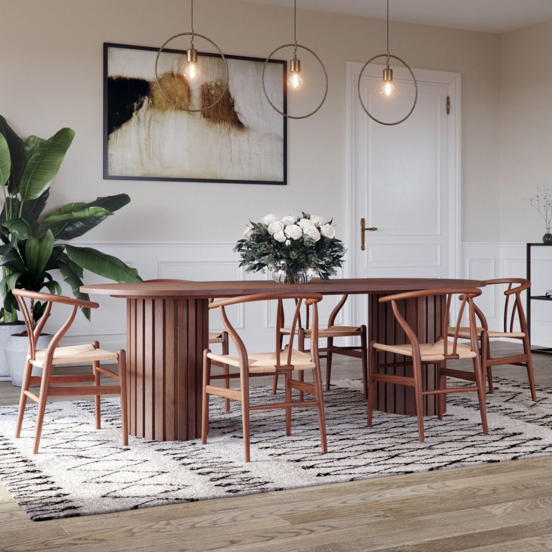 PiPi Matbord 240 cm – Oval valnötsfanér | Handgjort bord i massivt trä & MDF PiPi Matbord 240 cm – Oval valnötsfanér | Handgjort bord i massivt trä & MDF