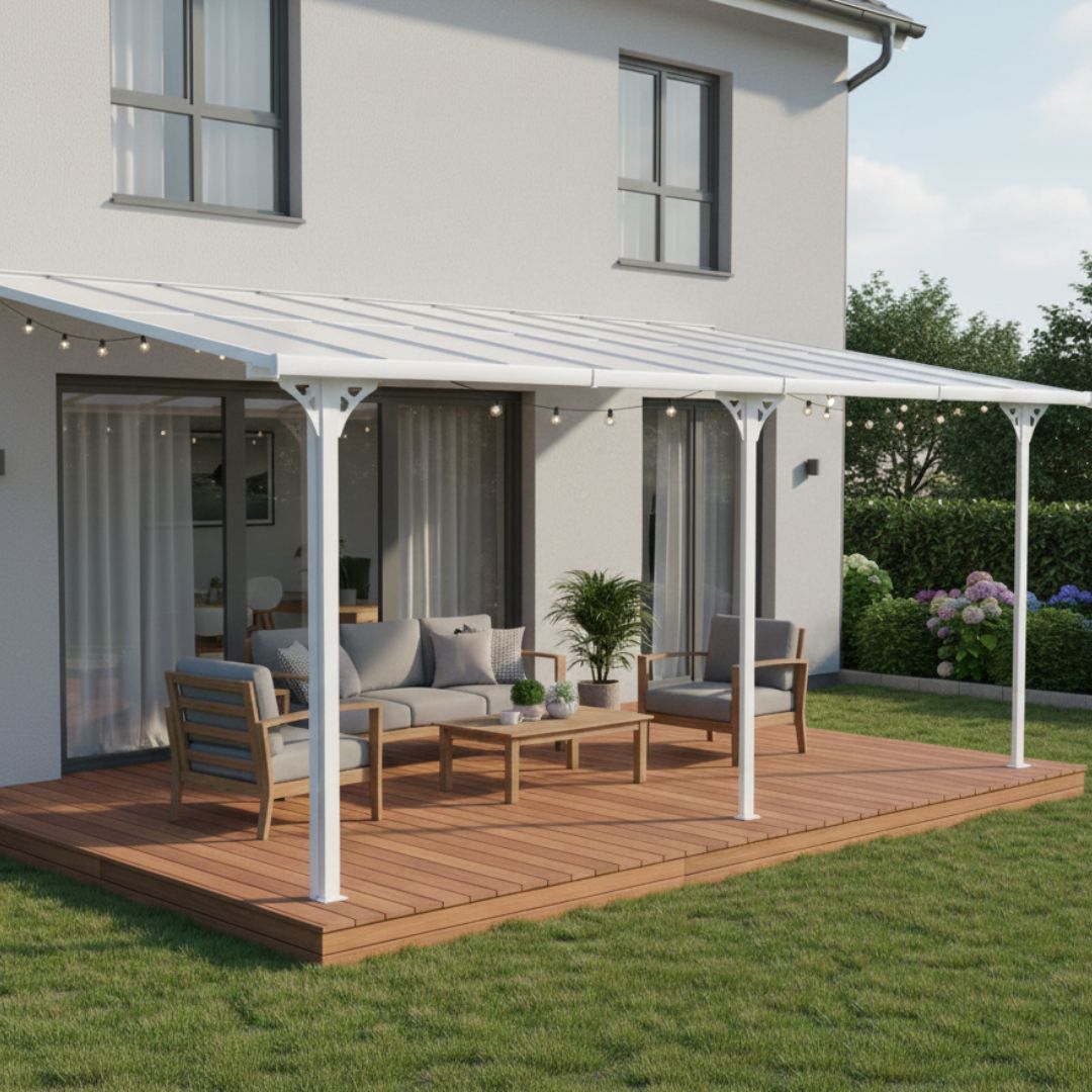 Altantak 6x3 m | Kanalplast / Aluminium| Premium modell | Vit