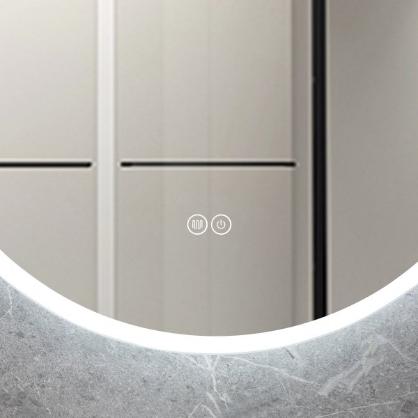 Rund badrumsspegel med LED-belysning | Anti-fog & touch-styrning