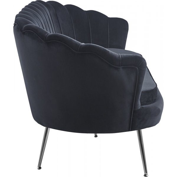 Kingsley 3-sits soffa � Svart sammet med kromben | Modern lyx & h�g komfort