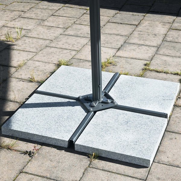 Helautomatiskt premiumparasoll 4x4m med granitfot | Gr�