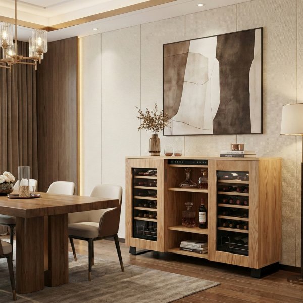 Vinsk�p med dubbla temperaturzoner � Twin vinkyl 24 flaskor med LED-belysning