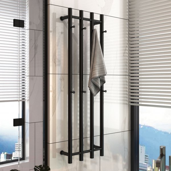 Elektrisk handdukstork 37,5x120x15,5cm | Vertikal | Mattsvart