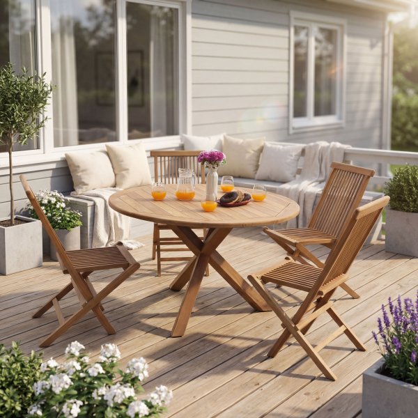 Runt Matbord i teak | 150 cm Diameter | Sol�