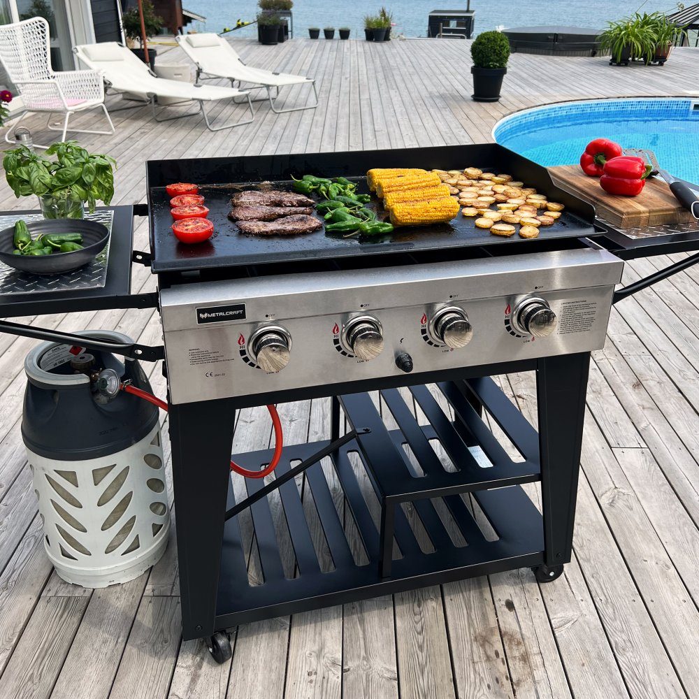Gasoldrivet stekbord 16 kW | 4 rostfria brännare | Lockhart | 4 st huvudbrännare i rostfritt stål