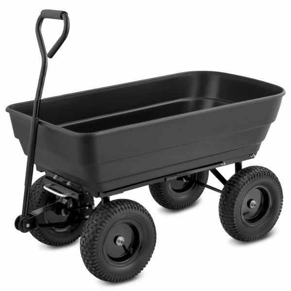 Tippbar trädgårdsvagn 125L | 350kg | Hållbar stålram | Svart Tippbar trädgårdsvagn 125L | 350kg | Hållbar stålram | Svart