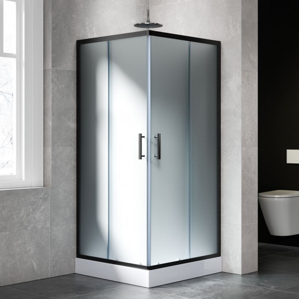Komplett duschkabin med regndusch | Svart