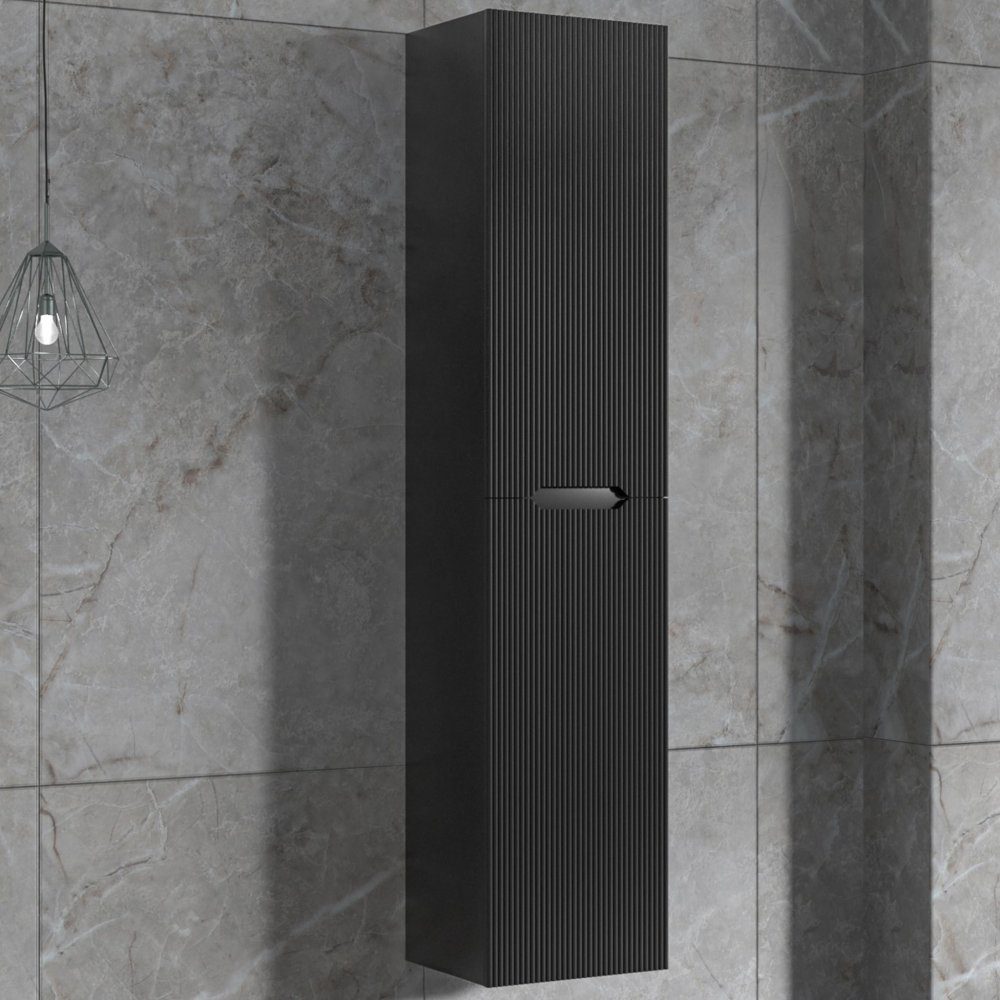 H&ouml;gsk&aring;p badrum 160x35cm | V&auml;ggh&auml;ngt | Tuba | Svart | MDF | Lyxigt v&auml;ggh&auml;ngt badrumssk&aring;p