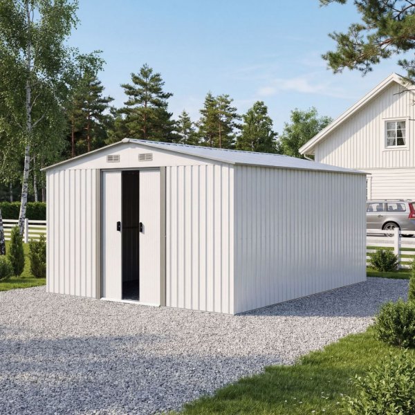 F�rr�d och redskapsbod 12,5m� | Dubbel skjutd�rr | Bas ing�r | Vit