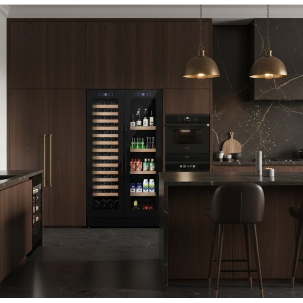 Stor vinkyl f�r 60 flaskor och 218 burkar | Exklusiv design med dubbla temperaturzoner | 365 L