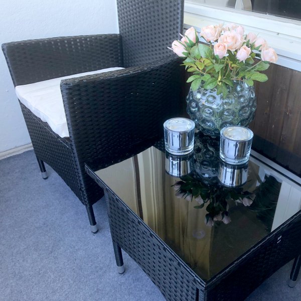 Utem�bler f�r balkong | Bord och 2 f�t�ljer | Konstrotting