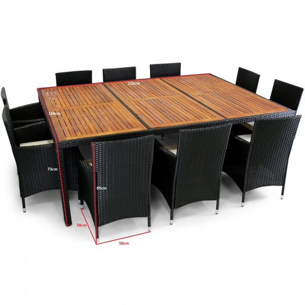 Stor matgrupp utembler 220x160cm | 10 stolar | Lyfco Svanesund