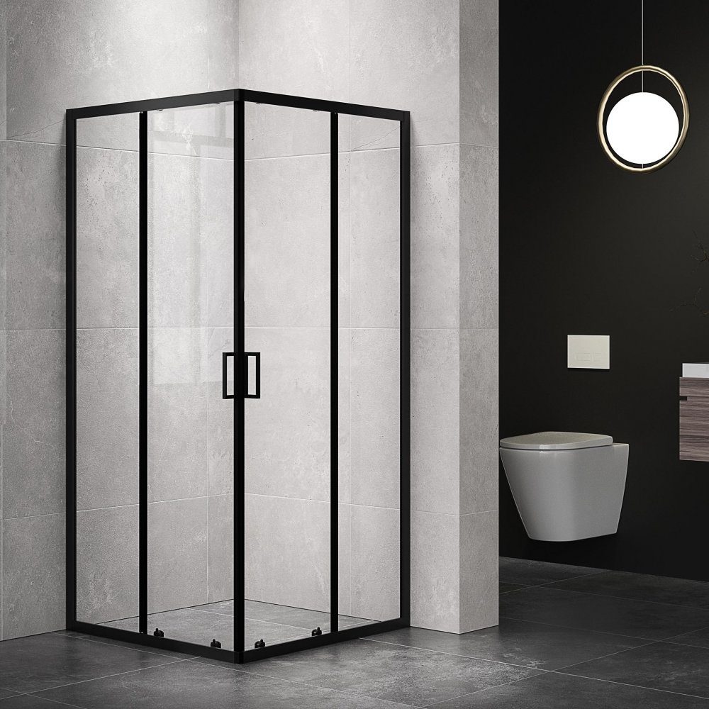 Duschhörna 80x190cm | Skjutdörr | Modern design | Svart | Stilren duschhörna i modern design