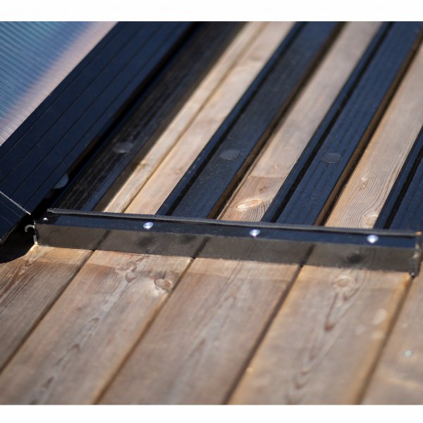 Pooltak 4x8m med sidodrr | Skjutbart - Svart