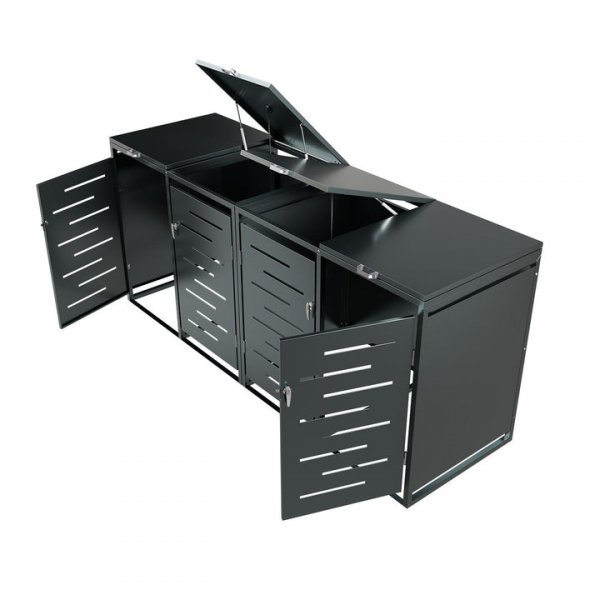 Soptunneskjul 2 kärl | Låsbart | Gasfjäder & ventilation | Mörkgrå Soptunneskjul 2 kärl | Låsbart | Gasfjäder & ventilation | Mörkgrå