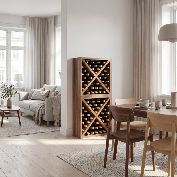 Vinst�ll f�r 79 vinflaskor | Naturlig furu | 120x60 cm | Arvino