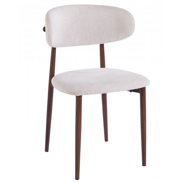 Matstol i beige tyg med valn�tsf�rgad stomme, 4-pack | Ingrid
