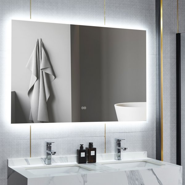 Badrumsspegel | LED-belysning och touch-styrd dimmer Badrumsspegel | LED-belysning och touch-styrd dimmer