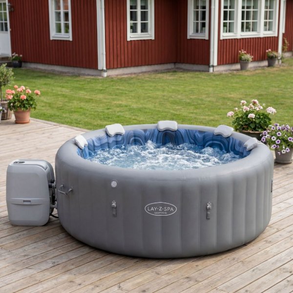 Lay-Z-Spa Santorini Smart HydroJet Pro 7 (216x80 cm) | Uppbl�sbart spabad f�r 7 personer | 6001T