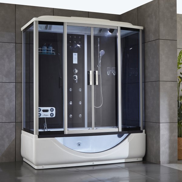Rektangulr duschkabin med jacuzzi-badkar