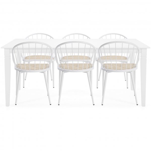 Vitt matbord med 6 stolar | Berga Vitt matbord med 6 stolar | Berga