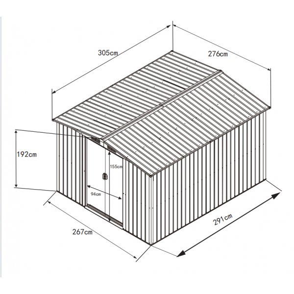 Förråd 8,4m² | Metallförråd med skjutdörrar & fundament | Svart Förråd 8,4m² | Metallförråd med skjutdörrar & fundament | Svart