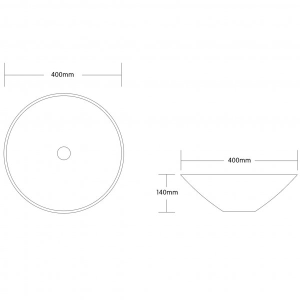 Skålformat handfat 40cm | Tvättställ i porslin med lyxig design Skålformat handfat 40cm | Tvättställ i porslin med lyxig design