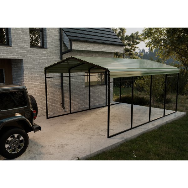 Carport 6x3,6 m | Metallram med färgplåtstak | Pulverlackerad stålkonstruktion för bil, båt & maskinskydd Carport 6x3,6 m | Metallram med färgplåtstak | Pulverlackerad stålkonstruktion för bil, båt & maskinskydd
