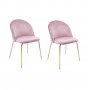1 Matstolar i ljusrosa sammet med diamantmönster och mässingsben, 2-pack | Plaza Velvet