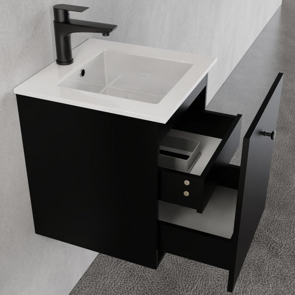 Liten kommod 40cm | Nedsnkt handfat | Vilmer svart