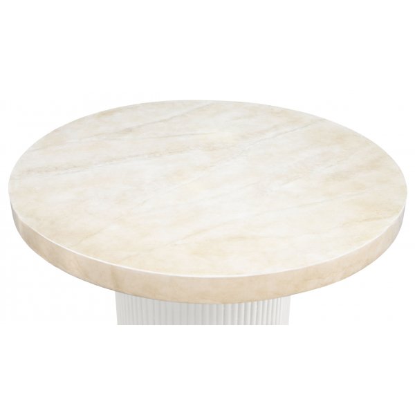 Runt matbord i travertin-look | 122 cm | Lax