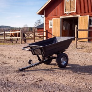 Transportvagn med tippfunktion | 300KG Lastkapacitet & terr�nghjul | Skjut & dragbar |  Svart