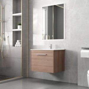 Badrumspaket 60 cm – Kommod i MDF | Keramiskt tvättställ & LED-spegel | Dimbar belysning | Elysia Badrumspaket 60 cm – Kommod i MDF | Keramiskt tvättställ & LED-spegel | Dimbar belysning | Elysia