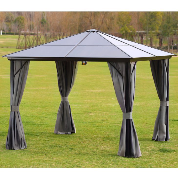 Paviljong premium 3x3m | Tak i kanalplast | Inkl. Väggar och myggnät | Lyxig paviljong med slitstarkt tak i 6 mm kanalplast