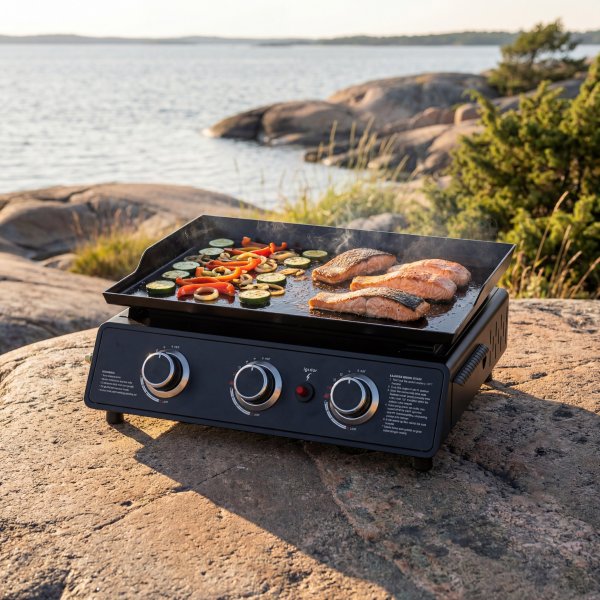 Portabel stekh�ll | Stekbord med 3 br�nnare f�r smidig grillning | CampMate