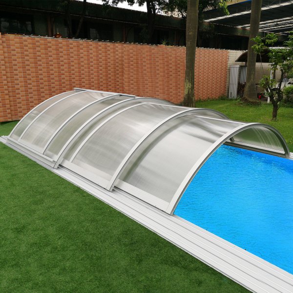 Pooltak 4x8m med sidodörr | Solid polykarbonat 4mm | Aluminium Pooltak 4x8m med sidodörr | Solid polykarbonat 4mm | Aluminium