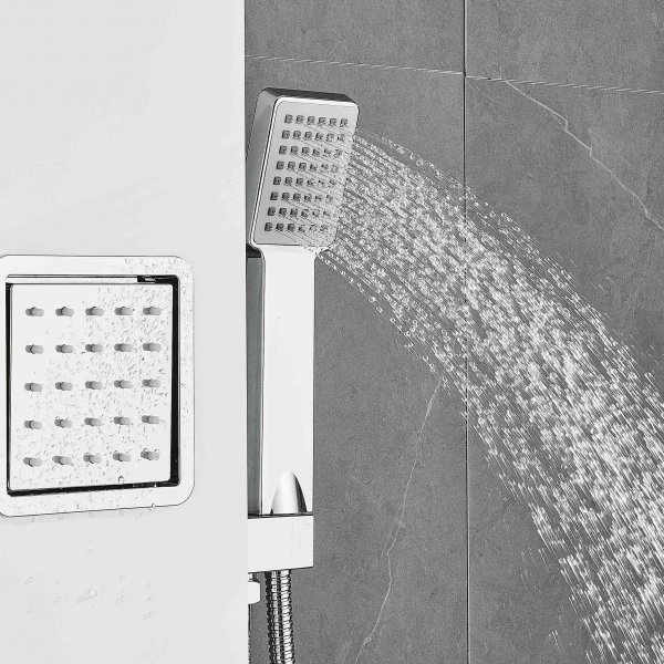 Duschpanel i vitt rostfritt stål | Amber Duschpanel i vitt rostfritt stål | Amber