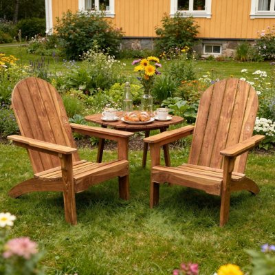 Adirondack-stol i teak  Klassisk trädgårdsstol för uteplats & altan | 95 cm hög rygg | Solö