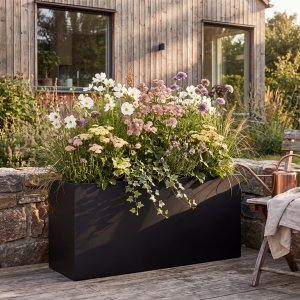 Blomlåda 90×30×60 cm | Svart galvaniserat stål Blomlåda 90×30×60 cm | Svart galvaniserat stål