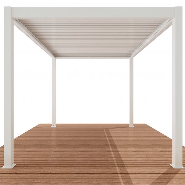 Motordriven Pergola 4x3m | Aluminium | Inbyggd LED belysning | Vit