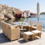Matgrupp/Utegrupp 10 platser | 6 Stolar & 4 Pallar | Sk�rhamn beige