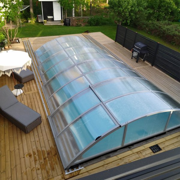 Pooltak 4x8m med sidodrr | Skjutbart - Aluminium