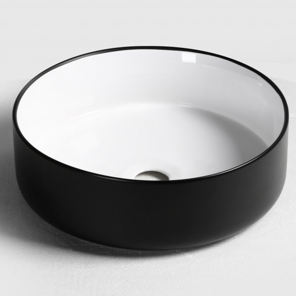 Runt handfat 36cm | Trendig svartvit design | Keramik/porslin