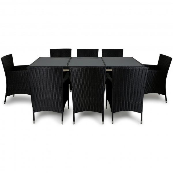 Matgrupp utemöbler med 8 stolar | Dynor ingår | Svart | Lyfco Lysekil Matgrupp utemöbler med 8 stolar | Dynor ingår | Svart | Lyfco Lysekil