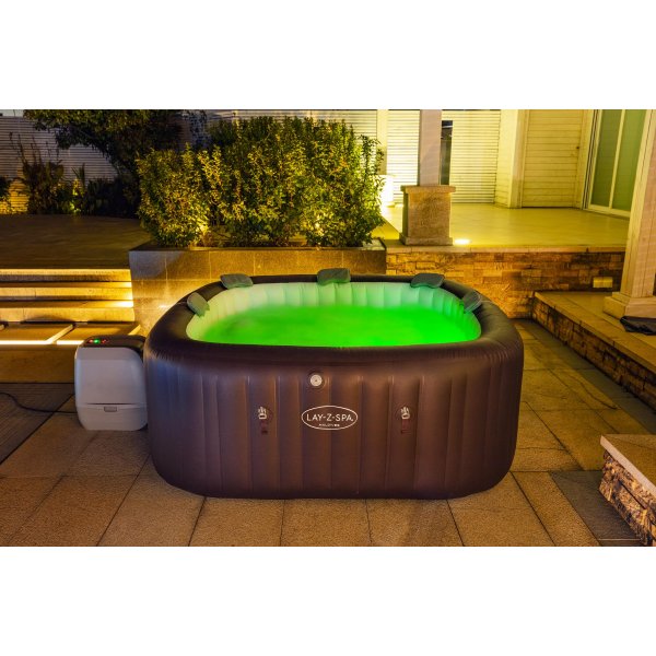 Bestway Maldives HydroJet PRO | Uppblsbart spabad 201x201x80 cm | 7 personer, LED-belysning & HydroJet massage