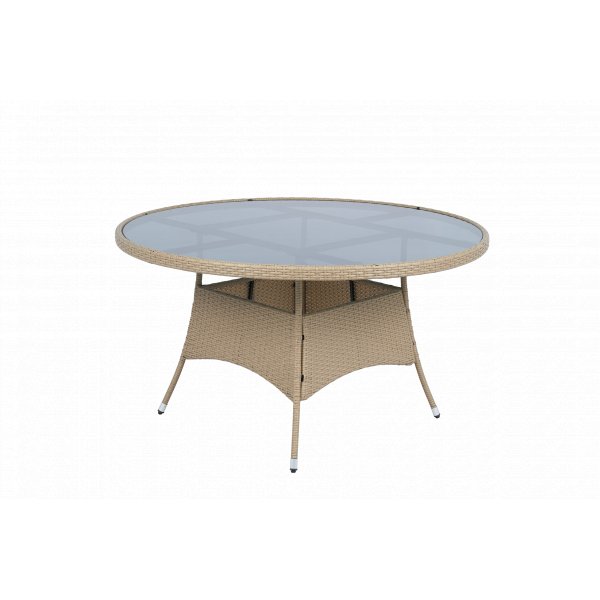 Matgrupp Tyl�sand Natur � 6 platser | Runt bord �135 cm & 6 stolar med dynor