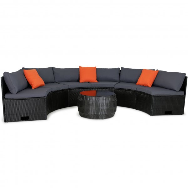 Stor rund loungegrupp | Inbyggd dynfrvaring | 6 sittplatser