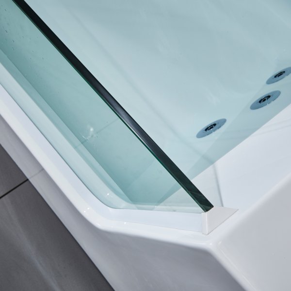 Bubbelbadkar med glasfront 170x80cm | Ergonomisk nackkudde | BK-019 Bubbelbadkar med glasfront 170x80cm | Ergonomisk nackkudde | BK-019